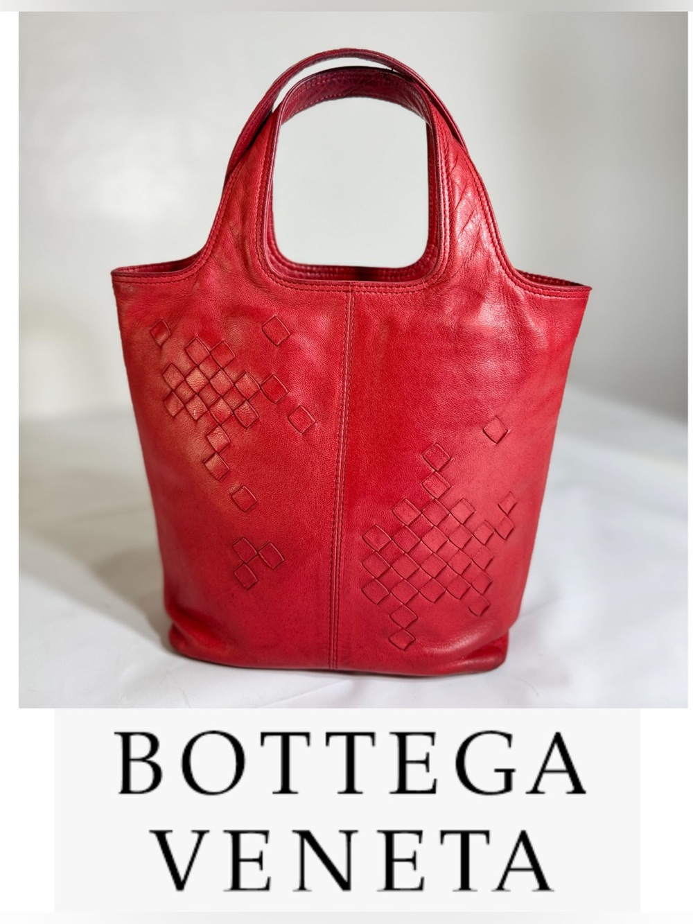 Bottega Veneta Red Intrecciato Leather Tote